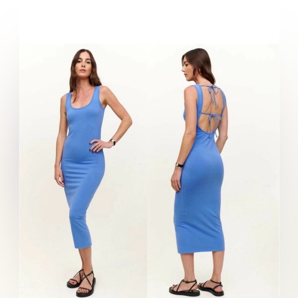 NWT Reformation Nero knit dress in color Dusk ( light blue) size S